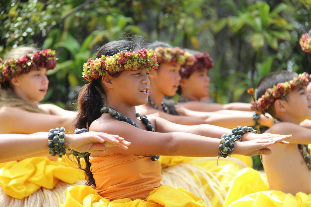 Keiki o Hālau o Kekuhi perform hula at the Hawaiian Cultural Festival, Hawai‘i Volcanoes National Park
